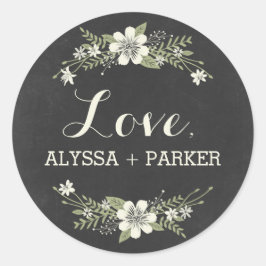 Adesivo Redondo Chalkboard Blooms Favor Sticker