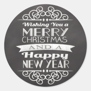 Adesivo Redondo Chalkboard Desejando-Te Feliz Natal