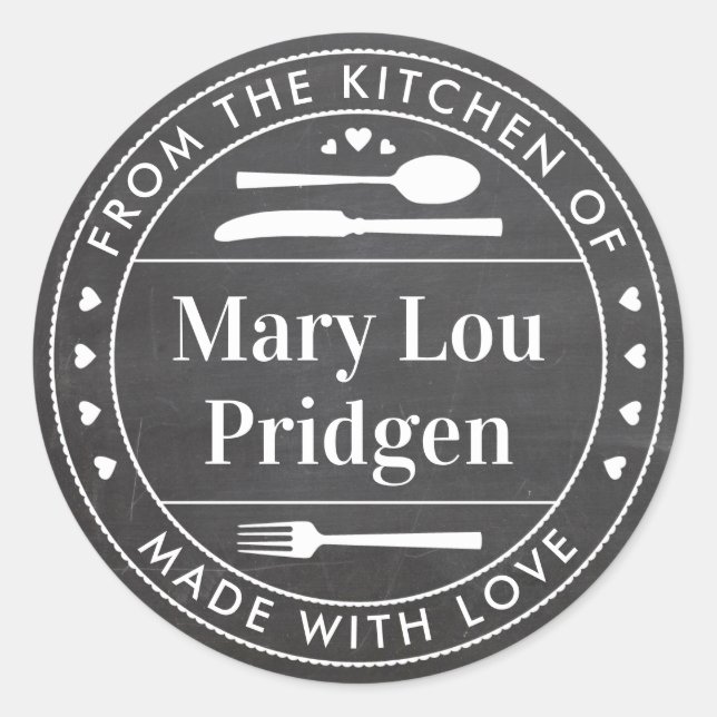 Adesivo Redondo Chalkboard From the Kitchen Of Food Gift (Frente)