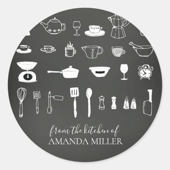 Adesivo Redondo Chalkboard from the Kitchen of Round Sticker (Frente)