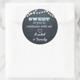Adesivo Redondo Chalkboard Lights Aqua Sweat Treat Bag Sticker