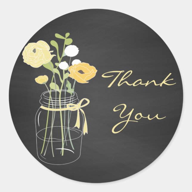 Adesivo Redondo Chalkboard Mason Jar Weding Favor Stickers (Frente)