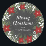 Adesivo Redondo Chalkboard Merry Christmas Sticker<br><div class="desc">Chalkboard: Vestido de Natal. Personalizável. Parte de uma coleção de Natal.</div>