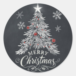 Adesivo Redondo Chalkboard Merry Christmas Tree Envelope Seal