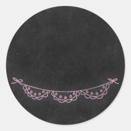 Adesivo Redondo Chalkboard Rustic Shabby Chic Pink Chalk Bunting