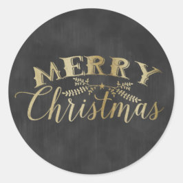 Adesivo Redondo Chalkboard Sticker Dourado Feliz Natal