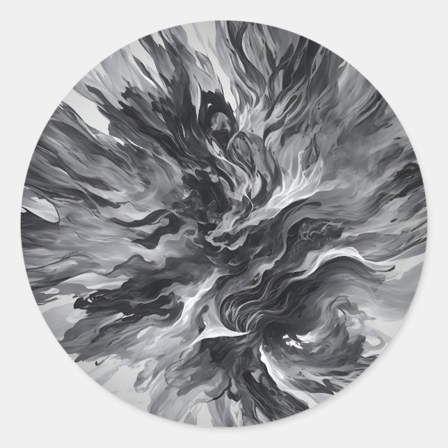 Adesivo Redondo Chama de Abstrato elegante e fumaça (Frente)