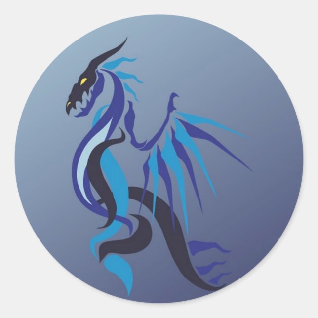 Adesivo Redondo Chama de Dragão Azul (Frente)