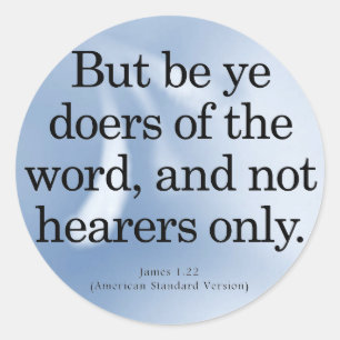 Adesivo Redondo Chamada à ação James 1-22