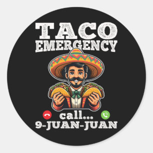 Adesivo Redondo Chamada De Emergência De Taco Engraçado 9 Juan Par