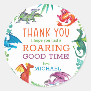 Adesivo Redondo Chamando a festa de aniversário de todos os dragõe