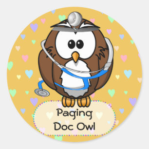 Adesivo Redondo chamando Doc Owl