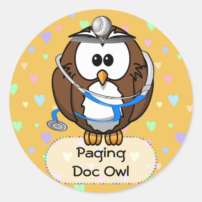 Adesivo Redondo chamando Doc Owl (Frente)
