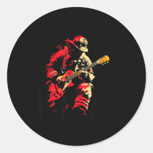 Adesivo Redondo Chamas legais e guitarra de fogo para rock de bomb