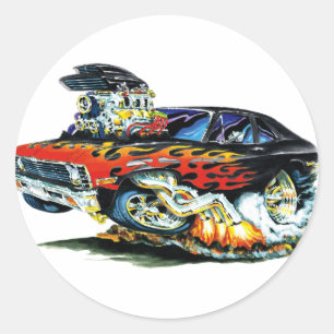 Adesivo Redondo Chamas Nova Black-Red 1971-74