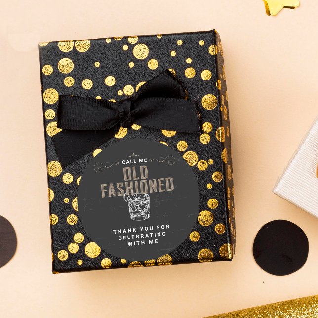 Adesivo Redondo Chame-me de Aniversário do Whiskey Cocktail (Criador carregado)