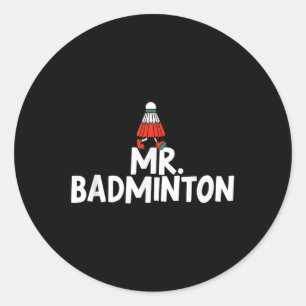 Adesivo Redondo Chame-me Sr. Badminton Player Engraçado Shuttle