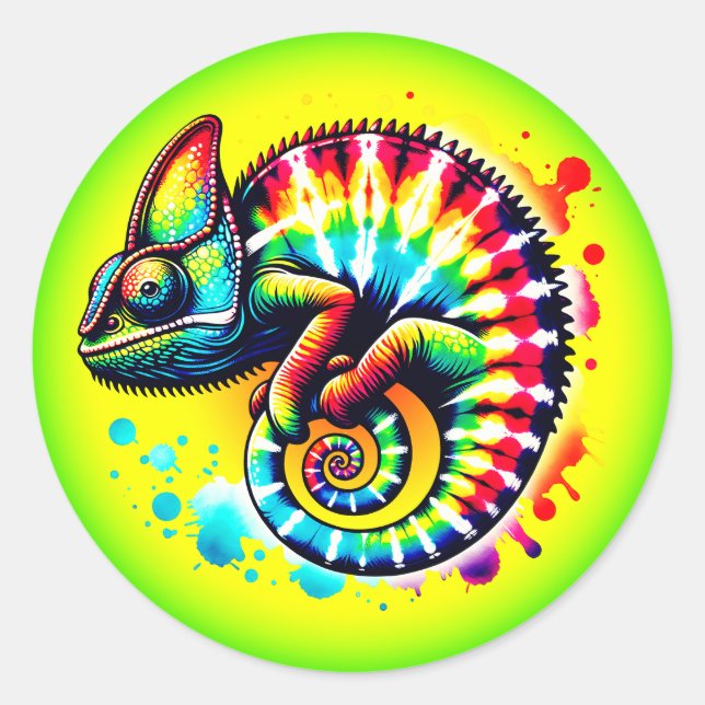 Adesivo Redondo Chameleon Tie-Dye (Frente)