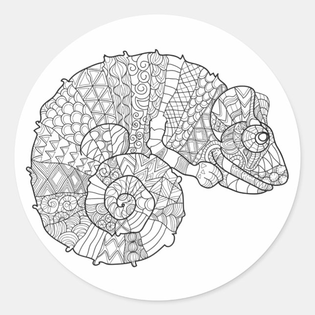 Adesivo Redondo Chameleon Zendoodle (Frente)