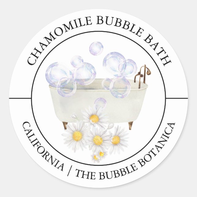 Adesivo Redondo Chamomile Bubble Bath label (Frente)