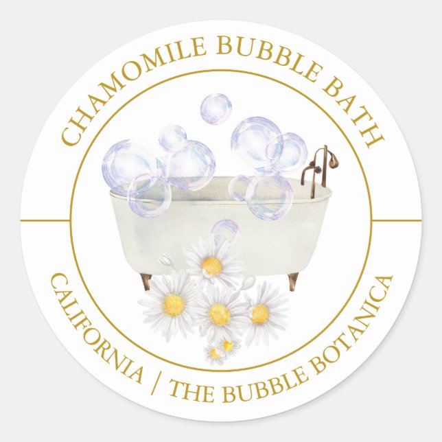 Adesivo Redondo Chamomile Bubble Bath label (Frente)