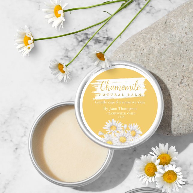 Adesivo Redondo Chamomile Natural Balm Label (Criador carregado)