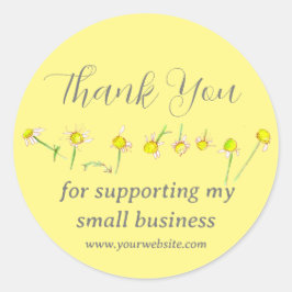 Adesivo Redondo Chamomile Obrigado Suporte Comercial Amarelo