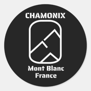 Adesivo Redondo Chamonix Mont Blanc France Skining Snowboard