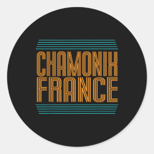 Adesivo Redondo Chamonix Retro French Alps Esqui Alpino França Sk