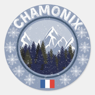 Adesivo Redondo Chamonix Station de Ski