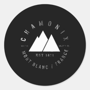 Adesivo Redondo Chamonix Valley Mont Blanc France Snowboard