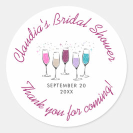 Adesivo Redondo Champagne Chic Elegante Chá de Noiva
