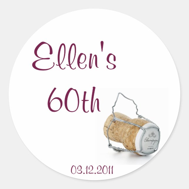 Adesivo Redondo Champagne Cork Sticker (Frente)