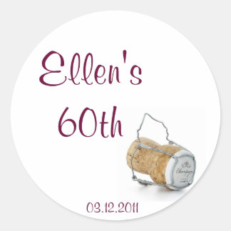 Adesivo Redondo Champagne Cork Sticker