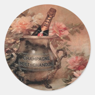 Adesivo Redondo Champagne e rosas