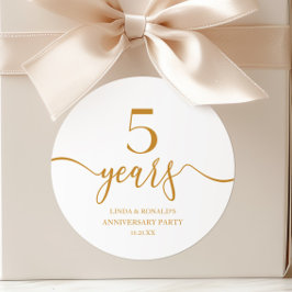 Adesivo Redondo Champagne Elegante 5º Aniversário de Casamento