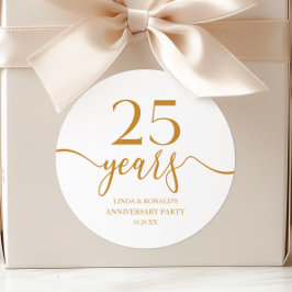 Adesivo Redondo Champagne Elegante Aniversário de 25 Anos de Casam