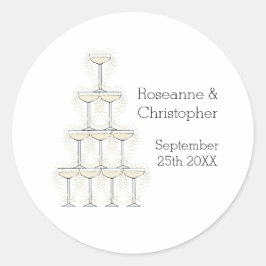 Adesivo Redondo Champagne Glasses Simple Wedding