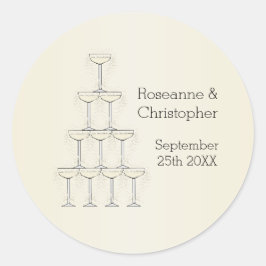 Adesivo Redondo Champagne Glasses Wedding