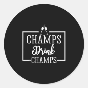 Adesivo Redondo Champagne para presentes de campeões Chamons beber
