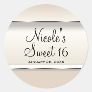 Adesivo Redondo Champagne Pearl Shimmer Festa de casamento Chic Fa