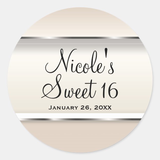 Adesivo Redondo Champagne Pearl Shimmer Festa de casamento Chic Fa (Frente)