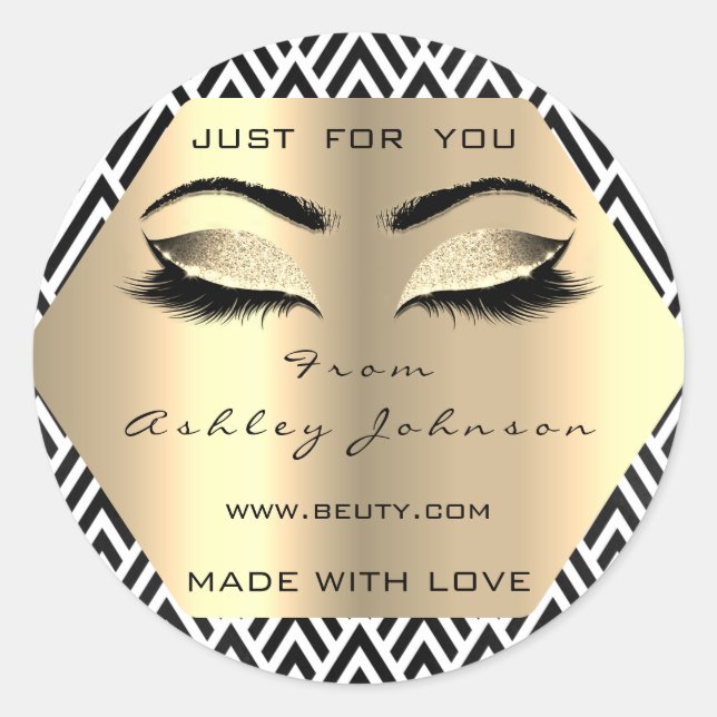 Adesivo Redondo Champaigne Branca Negro Dourado Com Amor (Frente)