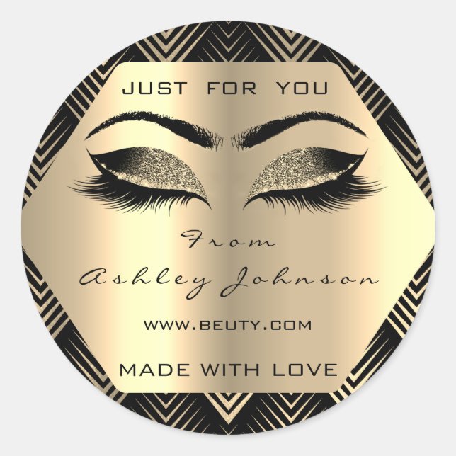 Adesivo Redondo Champaigne Negra Sípia Dourada Feita Com Amor (Frente)