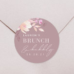 Adesivo Redondo Champanhe, Bridal Floral Rosa, Brunch e Bubble<br><div class="desc">Etiquetas de chá de panela personalizadas com tipografia elegante com design floral cor-de-água rosa champanhe.</div>