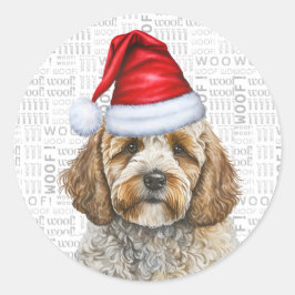 Adesivo Redondo Champanhe Cockapoo Natal