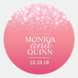 Adesivo Redondo Champanhe cor-de-rosa bolhas de casamento