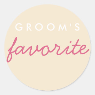 Adesivo Redondo Champanhe de Blush Favorito do Groom Personalizado