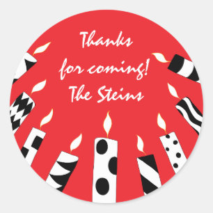 Adesivo Redondo Chanucá (1 Velas Vermelhas/Bl de 1/2" ou 3")