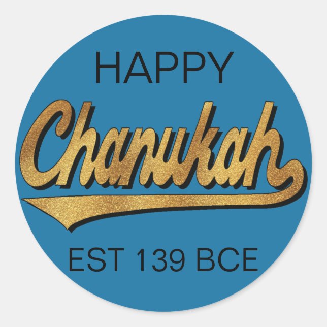 Adesivo Redondo Chanukah/Hanukkah Retro Stickers Round (Frente)